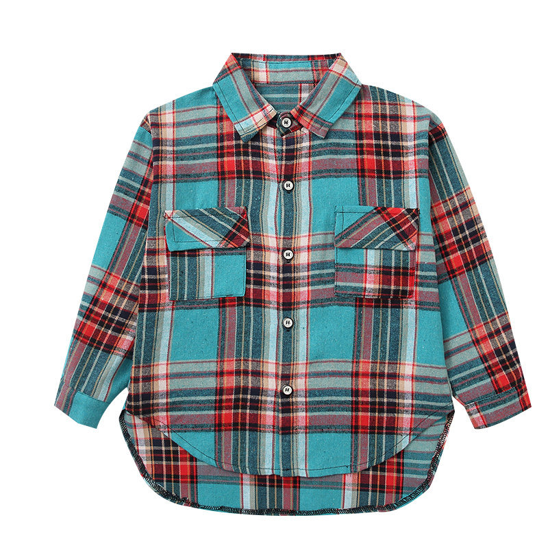 Camisa a cuadros de algodón para niños, ropa informal Vintage para adolescentes, de manga larga, de coreana, de 4 a 14 años