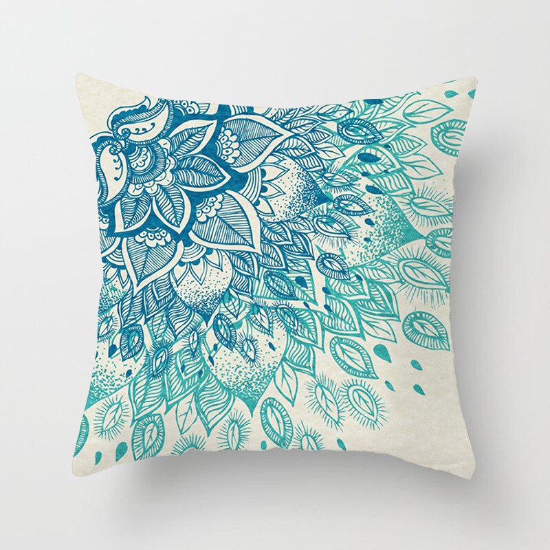 Housse de coussin carrée en velours avec imprimé Mandala, décoration de la maison, style nordique rétro, peau de pêche, taie d'oreiller: MULTI