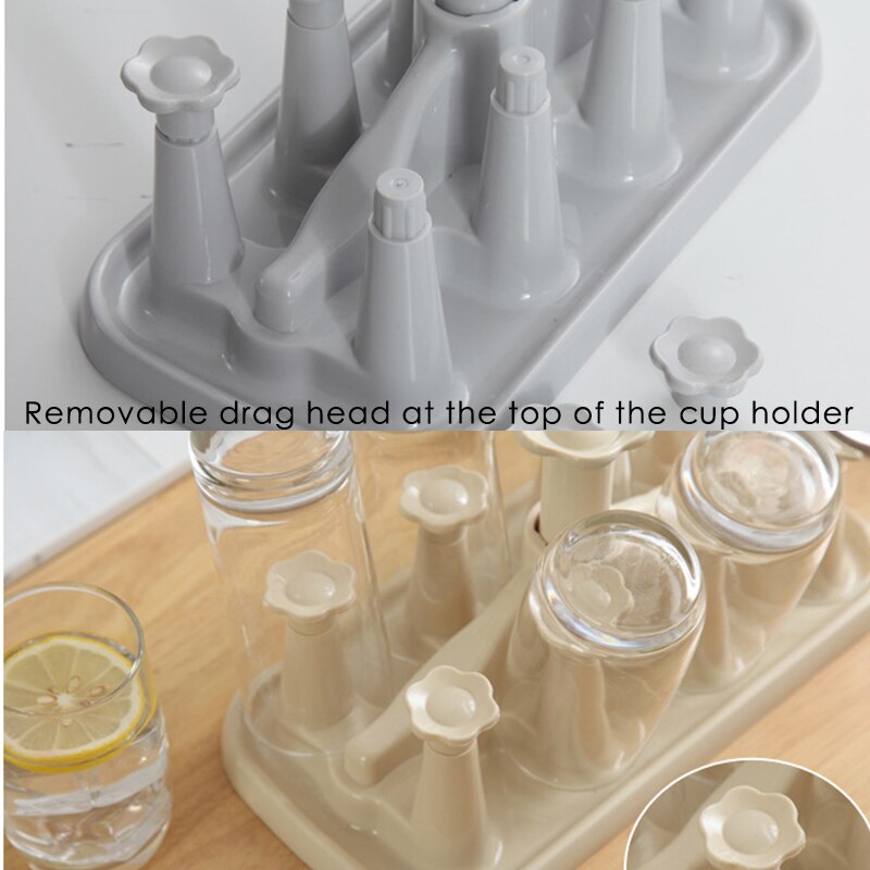 Drain Rack Cup Holder Drink Glass Bottle Storage Rack Stand Durable Plastic Pull-out Drain Cup Holders Kitchen Rack^1