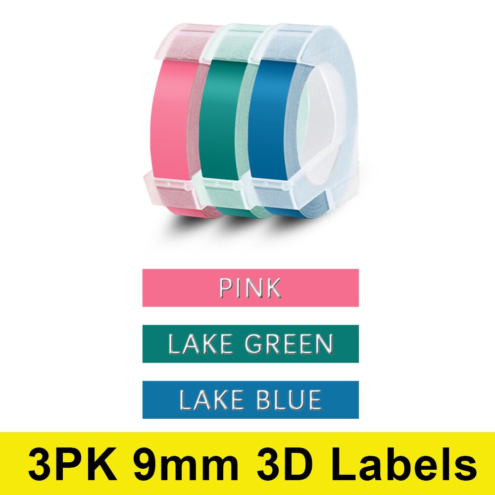 Labelwell 10 sztuk Multicolor kompatybilny dymo 3D tłoczenie taśmy 9mm DIY plastikowe tłoczenie etykiety do drukarki Dymo 1540 Motex E101: 3PK-04