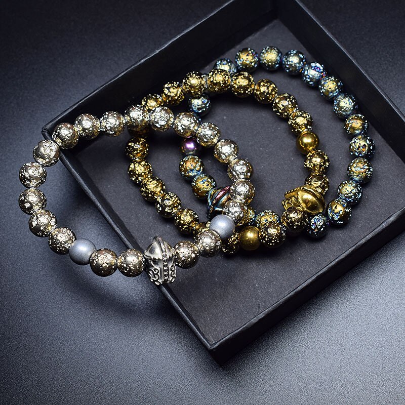 Efi dok rzymski rycerz spartański wojownik gladiator kask bransoletka skały wulkaniczne kamienny koralik bransoletka regulowana elastyczność bransoletka