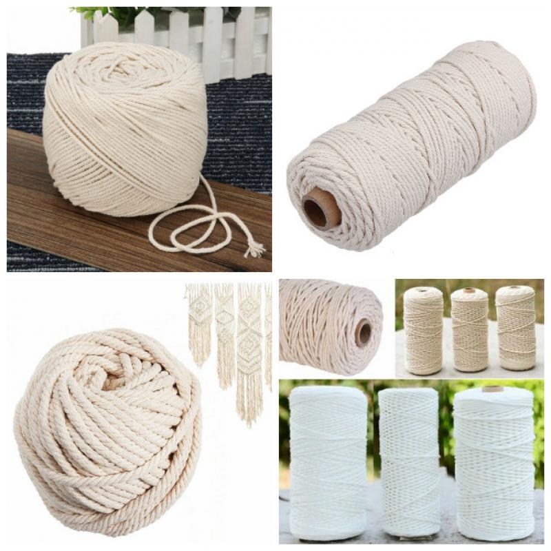 2mm Thick Cotton Cord Rope Thread Yarn Crochet Macrame Cotton Cord Reel 100M