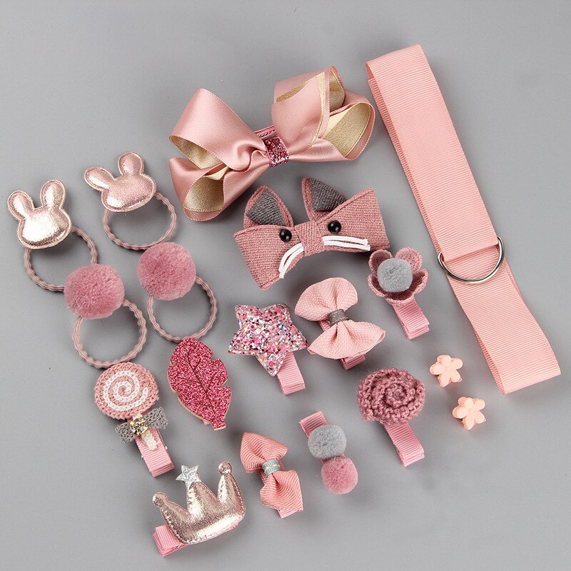 18pc Headwear Set Toys For Girls Children Accessories Ribbon Bow Hair Clip Hairpins Girl Princess Hairdress Beauty & Toy