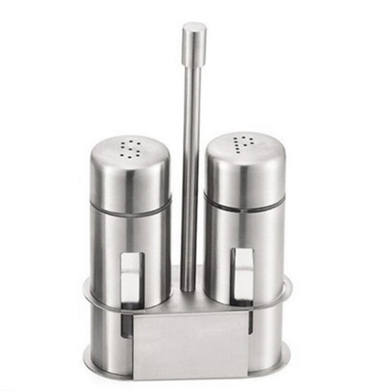 Rustfritt stål salt pepper shaker sett soyasaus eddik krydderflaske med stå krydderboks matlaging kjøkken krydderflaske
