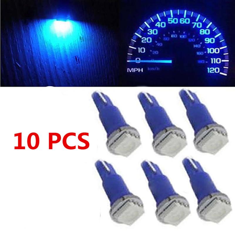 10pcs T5 5050 SMD Wedge Dashboard LED Light Bulbs (Blue)