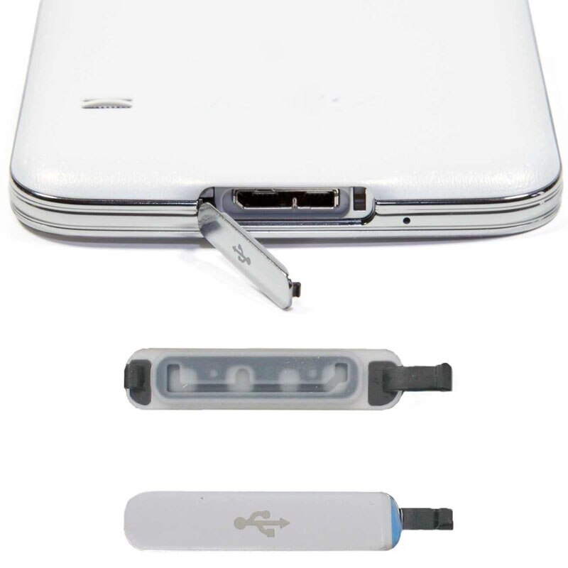 USB Opladen Poort Stof Plug Waterdichte Hoes Voor Samsung Galaxy S5 SV I9600 G900 G9005 G900A G900T USB case zilver