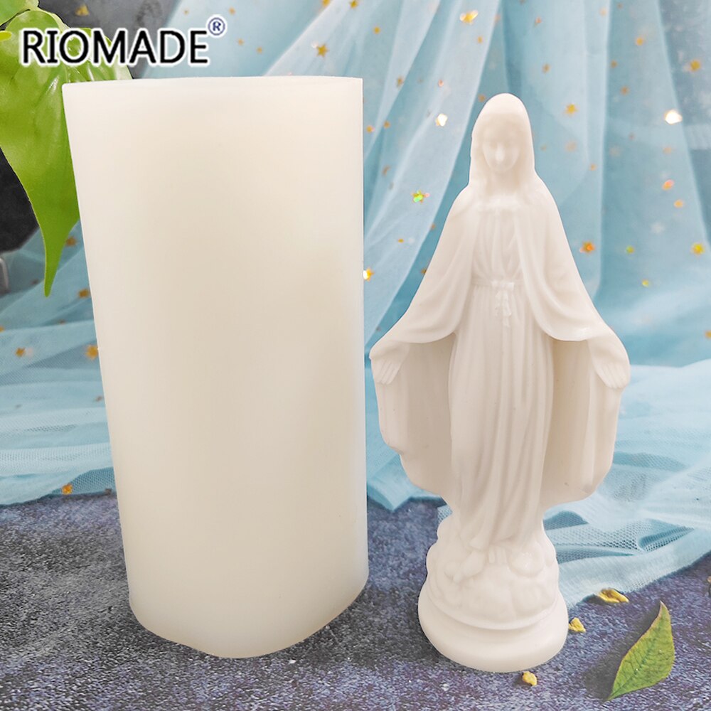 Moule en Silicone vierge marie de grande taille, pour bricolage, artisanat fait à la main, en résine époxy, moule de fabrication de bougies en gypse, outils de décoration chrétien