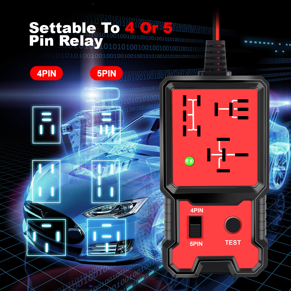 Probador de relé electrónico automotriz, probador de relé de coche Universal, luz indicadora LED de 12V, comprobador de batería de coche, accesorios de coche