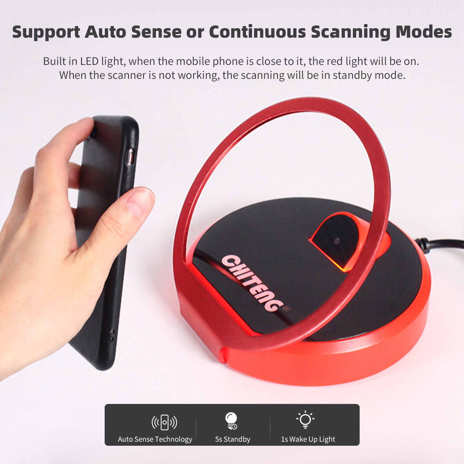 Handsfree 1D 2D Qr Barcode Scanner Omnidrectional Desktop Usb Bedrade Scanning Platform Bar Code Reader Ondersteuning Auto-sensing