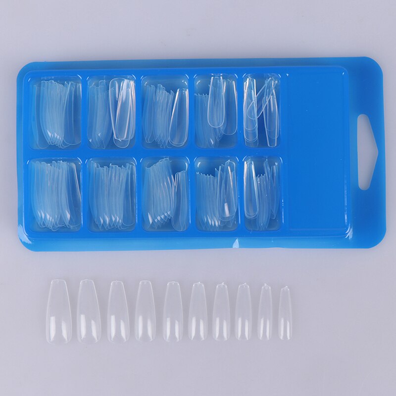 100Pcs Professionele Volledige Cover Fasle Nail Acryl Valse Valse Nail Art Vingernagel Ovale Art Vingernagel Full Color Kaart Polish: transparent