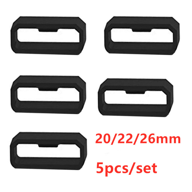 5 stk. 20/22/26mm gummiurremme sort rem loop ring silikone urremme tilbehør holder til garmin fenix 7 7x 6x 6 5x 5