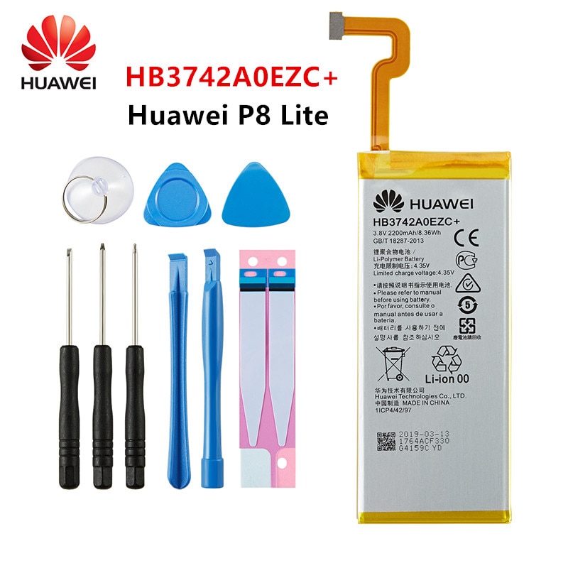 Hua Wei 100% Orginal HB3742A0EZC + 2200 Mah Batterij Voor Huawei Ascend P8 Lite HB3742A0EZC + Vervanging Batterijen + Gereedschap