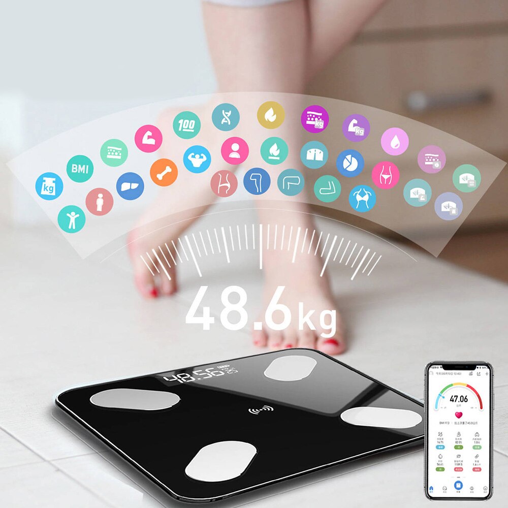 Digital Body Weight Bathroom Scale Floor With Step-On Technology Bluetooth Smart Body Fat 3 Color Measuring Tools Scales