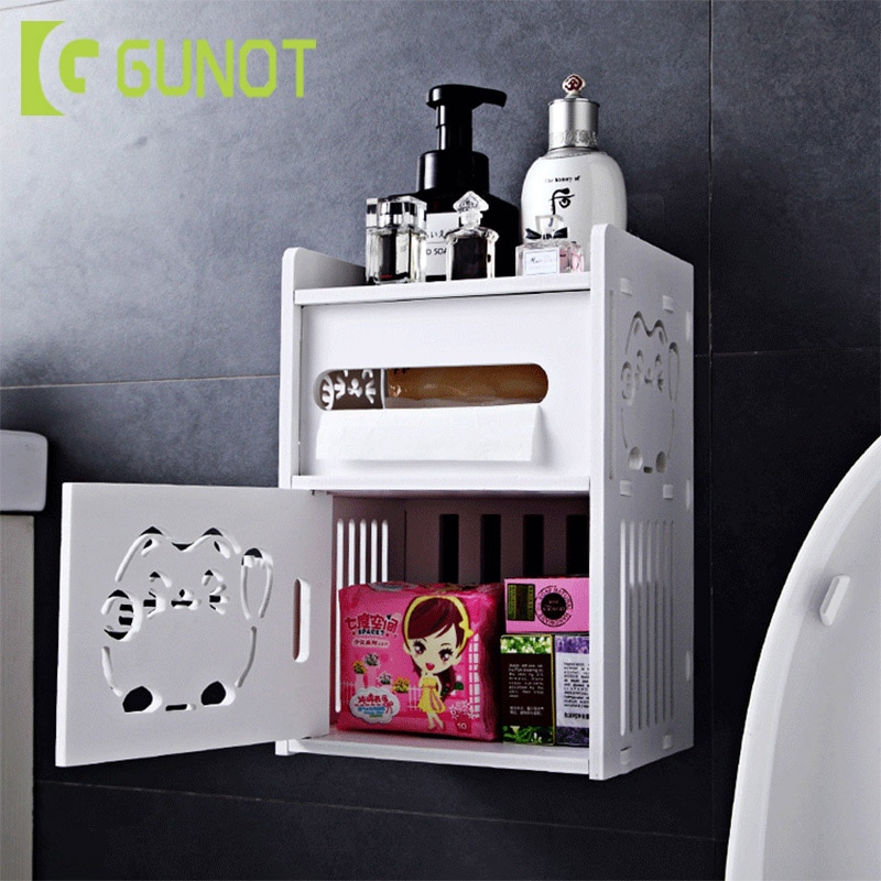 GUNOT Portable Toilet Paper Holder Multifunction Bathroom Storage Box Wall-mounted Hygienic Paper Dispenser Bathroom Accessories
