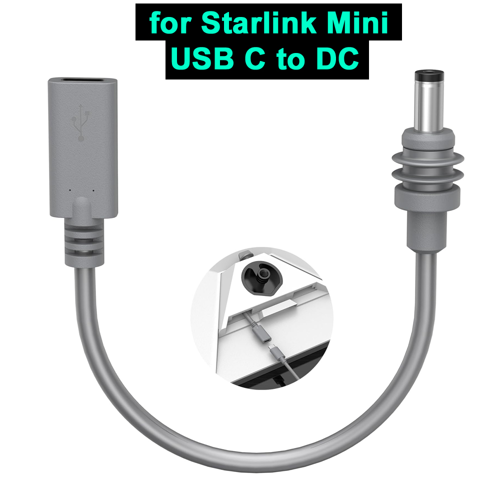 USB-C fêmea para dc macho adaptador de cabo de alimentação curto para starlink mini compatível com 20v/100w tipo-c pd power plug & play: Default Title