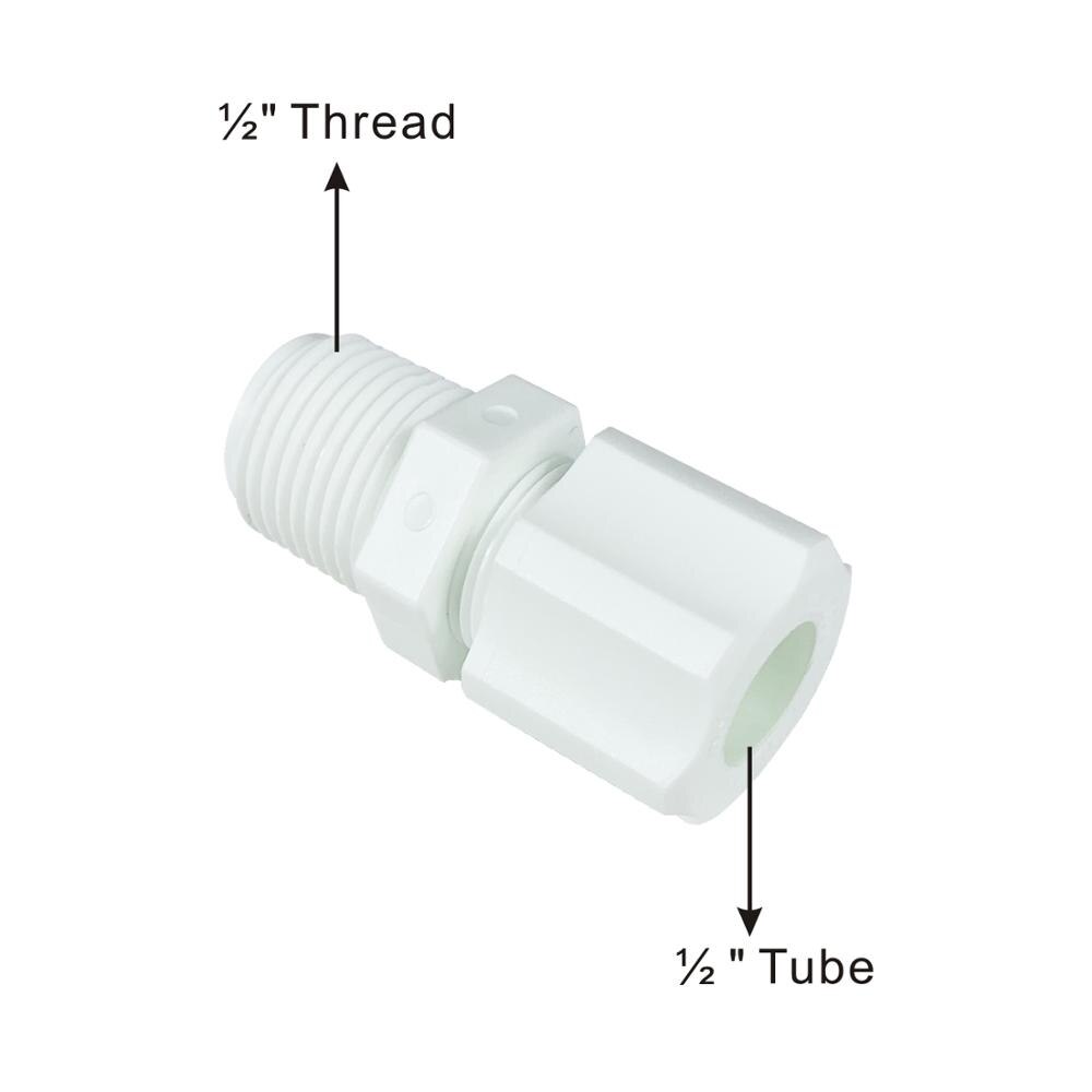 JACO Plastic Compression Fittings 1/2" thread Male x 1/2" Tube Connector - 2 PACK