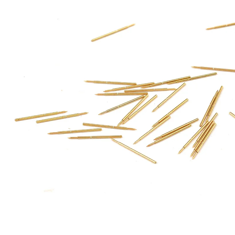 100PCS Gold Plated PA50-B1 Pointed Spring Test Pin Barrel 0.68mm Length 16.55mm PCB Pogo Pin