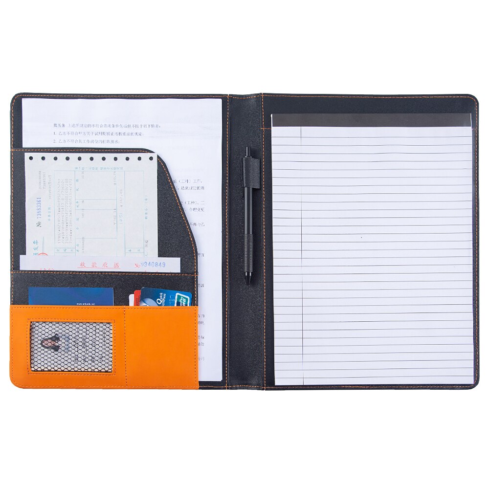 Classeur A4 en cuir, noir, gris, bicolore, pour conférence, bureau d'affaires