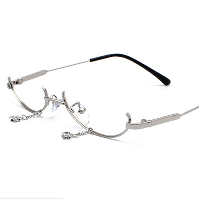 ¡Novedad de ! gafas sin lentes, montura Vintage a la para mujer, lujoso, decoración colgante, gafas de medio Marco, gafas para niñas: silver