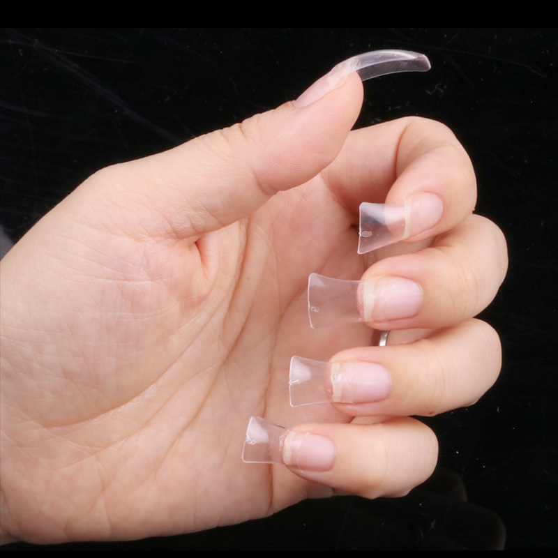 Extensiones de uñas postizas de pato de pico corto, media punta acrílica Natural transparente, manicura francesa, 500 unids/lote por bolsa