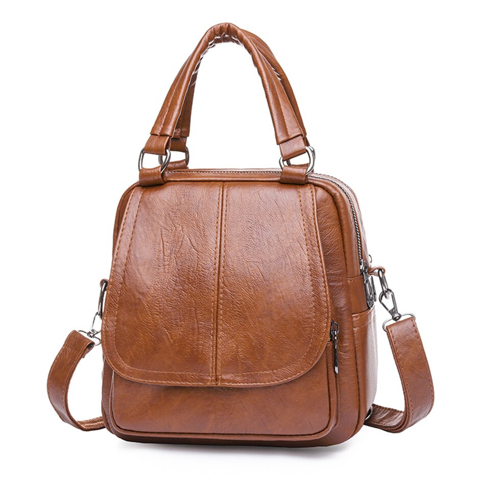 Women's Backpack Small Retro Bagpack Multifunctional Big Capacity Shoulder Crossbody Bag Female Travel Back Pack Mini Handbag: Beige