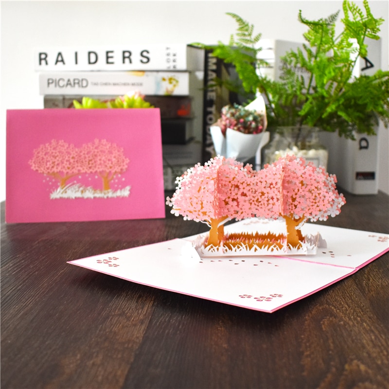 3D pop up card wedding cherry tree Invitation Card Valentine's day anniversary greeting card handmade greeting card