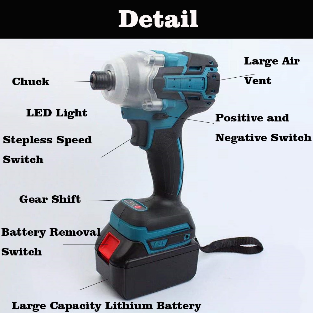 18V Cordless Impact Wrench Brushless Electric Wrench 350Nm Torque Wrench Rechargeable For Makita Battery Electric Impact Wrench