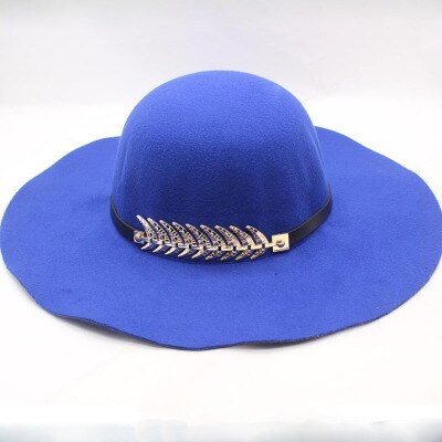 Kvinders hat kasket kvinde klassisk retro jazz varm damer fedora spand bomuld søde kasketter bred skygge top solhat trendy vintage: Kongeblå