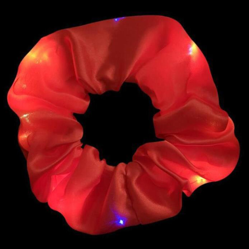 Popular parpadeante iluminado chica lazo para el cabello LED luminoso chica Scrunchies mujeres brillante Scrunchy cuerda para el cabello accesorios para el cabello: XXS / Lavanda