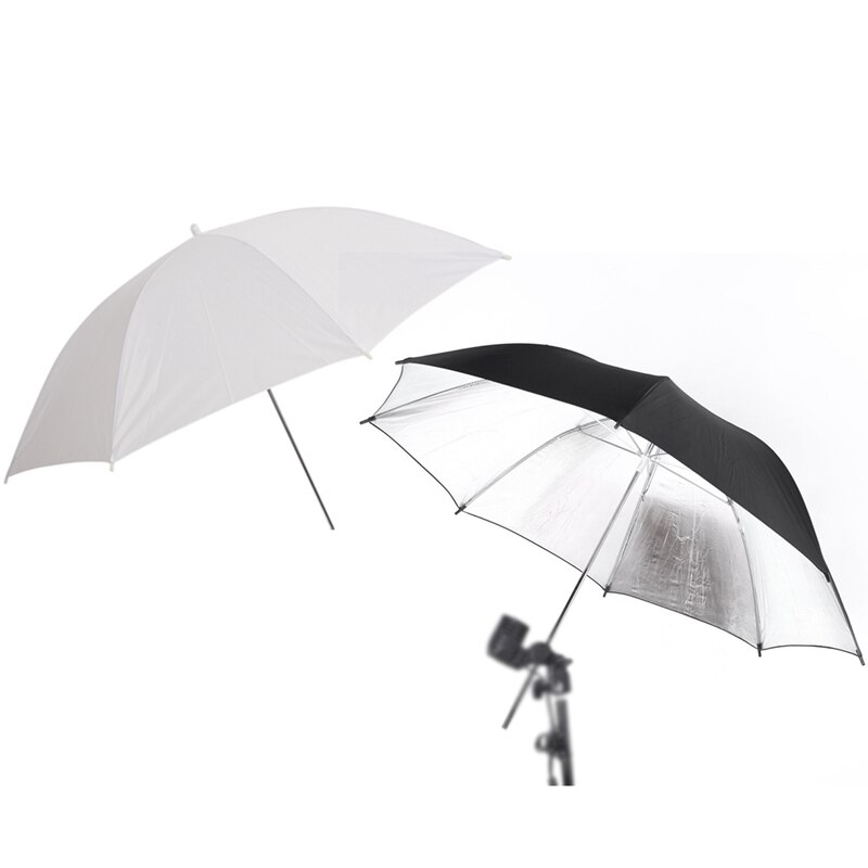 Parapluie 2 pièces: 1 pièces 83cm 33 pouces Studio Photo stroboscope Flash lumière réflecteur noir parapluie & 1 pièces 40 pouces 103cm blanc translucide