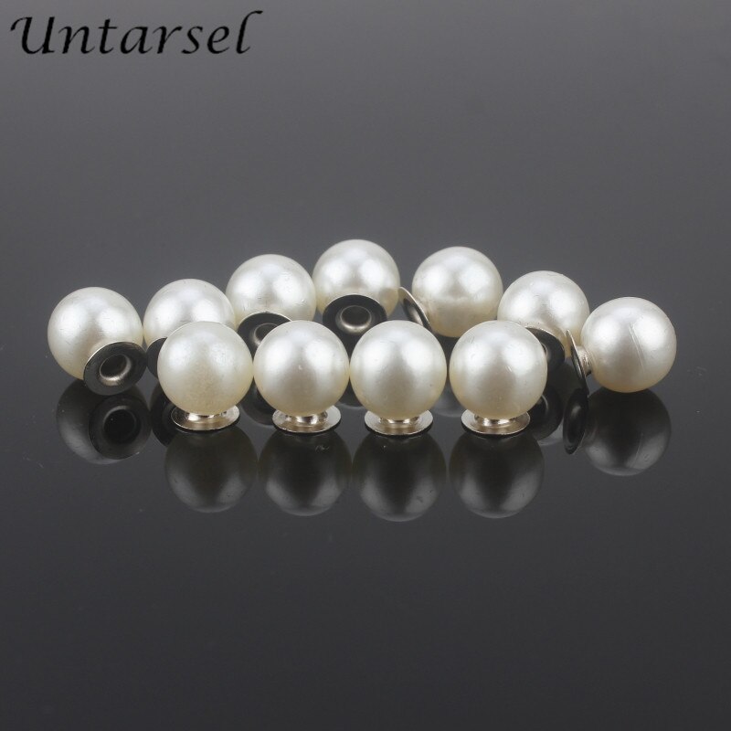 Tachuelas de perlas de imitación de 6mm-16mm, remaches blancos marfil de para pulseras de cuero, joyería DIY
