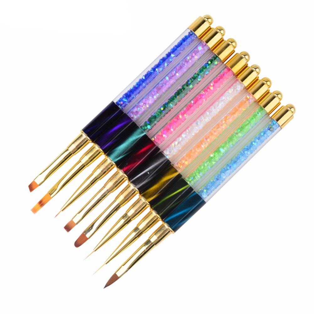 pincel de dibujo gradiente para uñas, diamantes de imitación, Ojo de gato, 1 Uds., pinceles planos para pintar, herramientas para esmaltado de uñas en Gel UV DIY