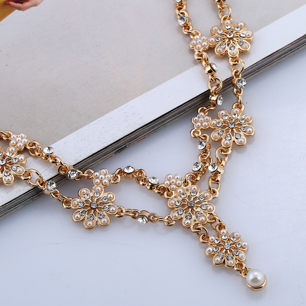 Flower Tassel Head Jewelry 2022 Women Rhinestone Elastic Head Chain Tiaras Bride Wedding Head Jewelry