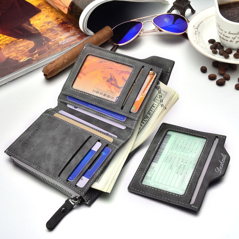 Wallet Men Soft Leather wallet with removable card slots multifunction men wallet purse male clutch top !