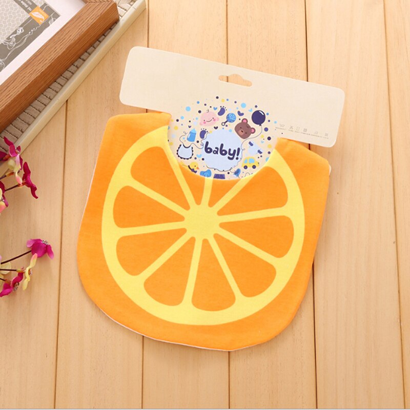 Baby Girl Boy Bibs Football Orange Cake Cartoon Baby Cotton Scarf Bibs Toddler Button Burp Cloths Feeding Care: orange