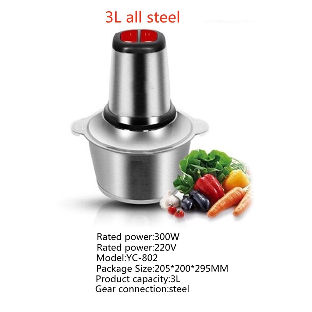 3L Electric Meat Grinder Mincer Food Chopper Stainless Steel Food Processor