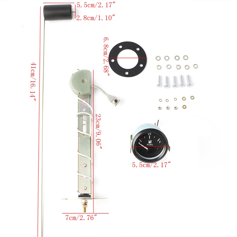 52mm Car Truck Parts Gauges Fuel Gauges Meter w/ Fuel Sensor E-1/2-F Pointer 12V Universal Car Fuel Level Gauge Motors Part