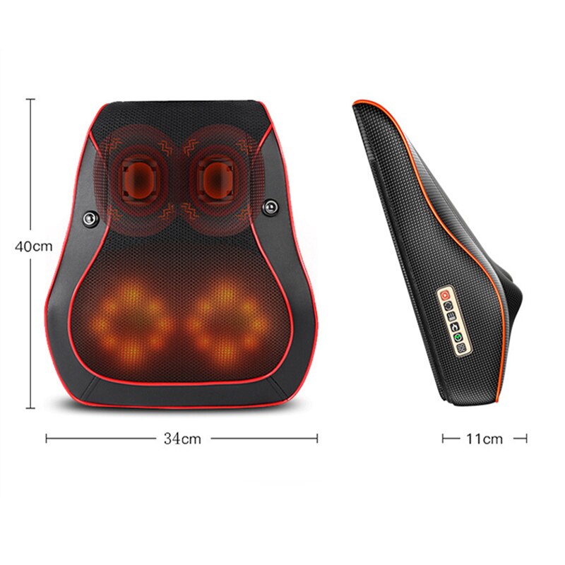 Almohada de masaje eléctrica multifunción, vibrador Shiatsu, terapia infrarroja, relajación muscular, cuello, espalda, piernas, masajeador corporal