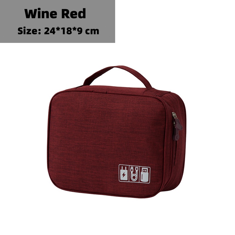 Cable Storage Bag Portable Digital Storage Bag USB Gadget Waterproof Cable Organizer Pouch Electronics Devices Accessories: ROSE RED