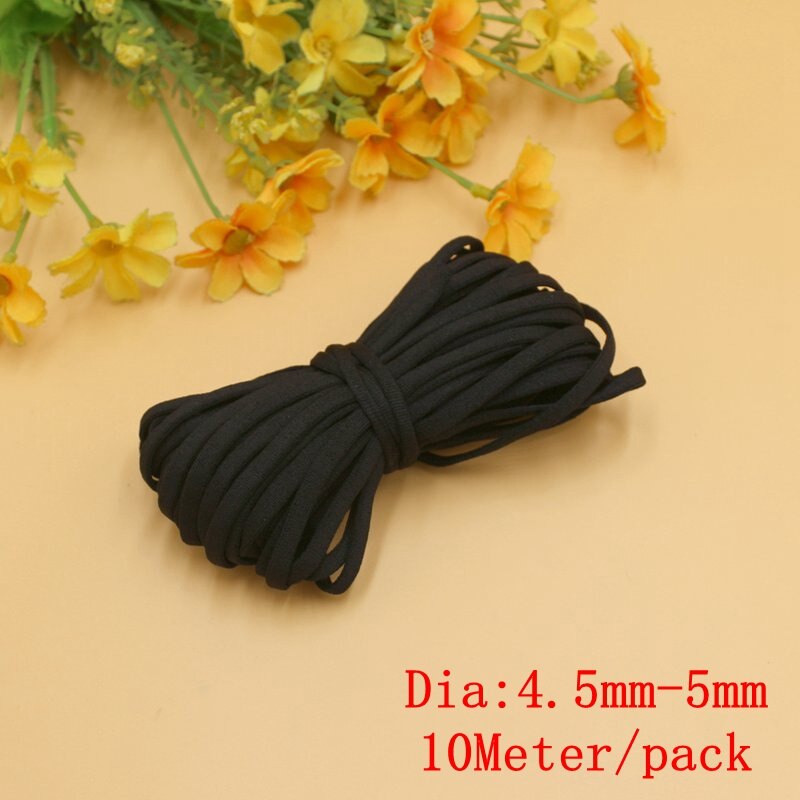 5/10/30M/pack 3/5mm Mask Elastic Band for Mask Rope Mask Rubber Band Tape Mask Ear Hanging Rope Elastic Band DIY Accessories: black 5mm10Meter