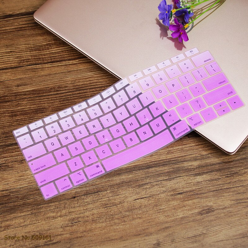 Angielski US Teclado klawiatura Protector pokrywa ochronna skóra dla nowego Apple MacBook Air 13 13.3 cala A1932 2019 2018 Touch ID: gradual purple