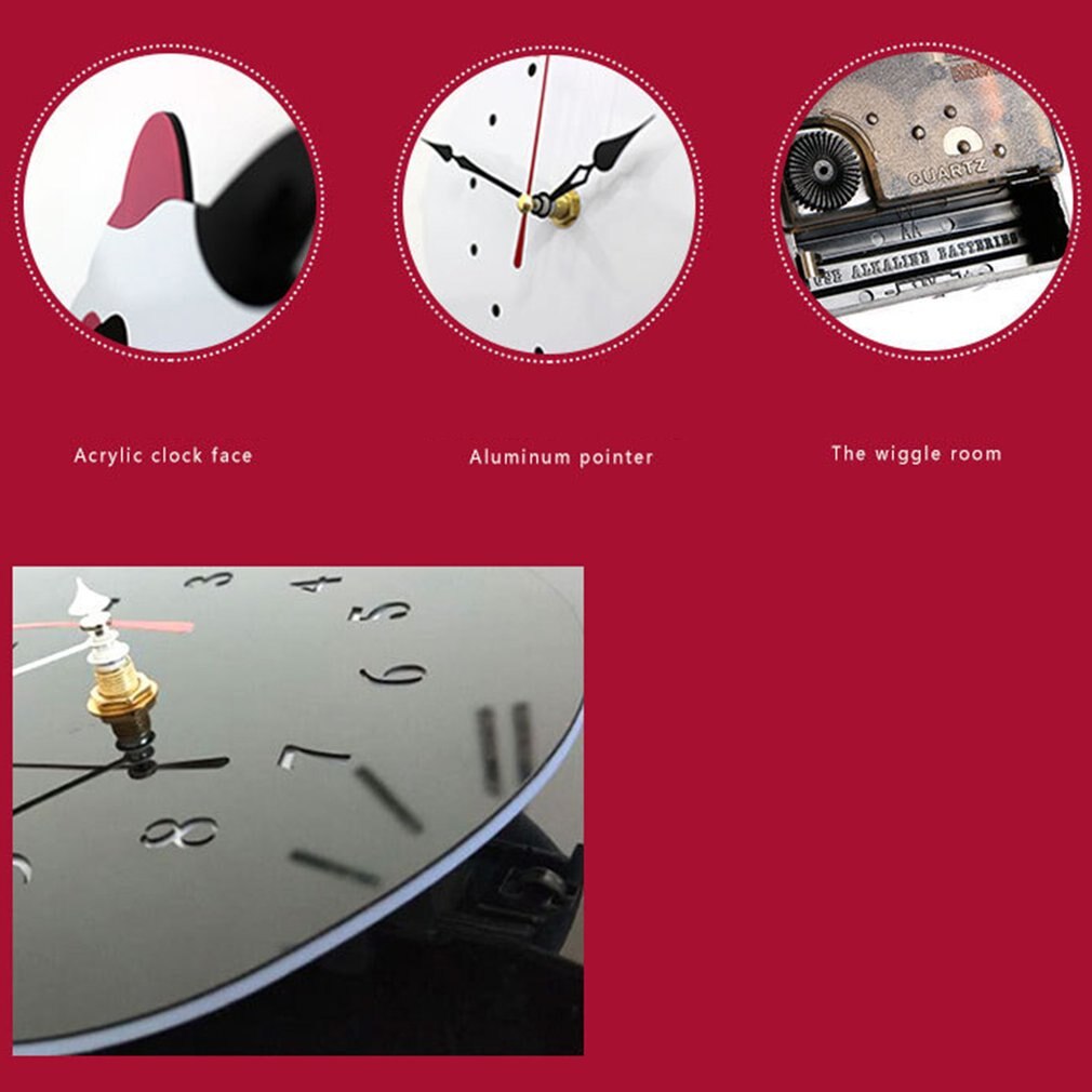 Home Decoratie Woonkamer Kwispelende Staart Kat Creatieve Wandklok Acryl Wandklok Moderne Leuke Kat Klok Bewegen Stilte