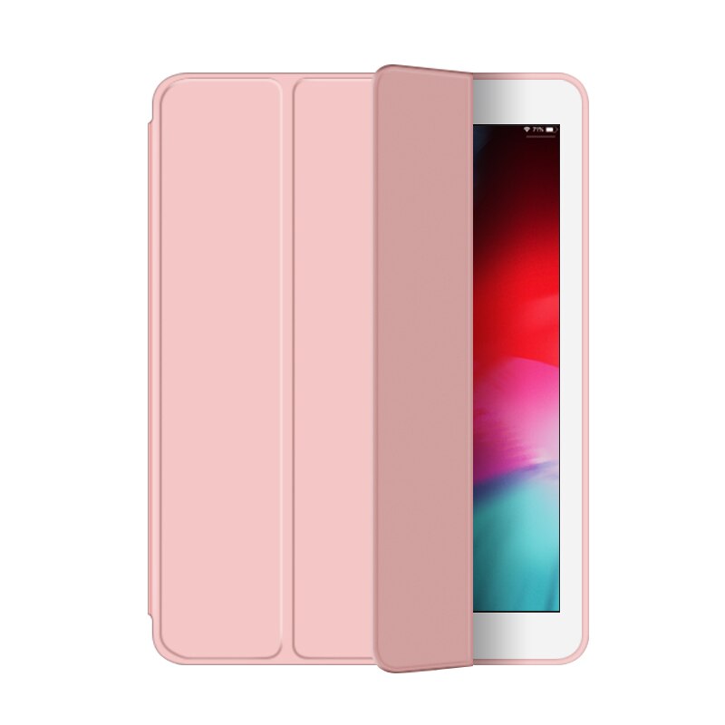 iPad 2/3/4 Case - PU Leather & Soft Silicone Shell - Magnetic Smart Sleep Wake Cover: Pink L FW 234