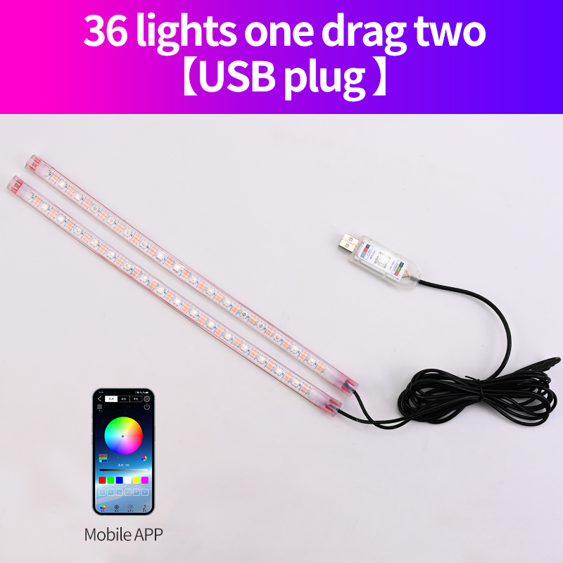 Tira de atmósfera para el pie del coche, luz LED con aplicación remota, Control, iluminación USB, sincronización de música, brillo ajustado, luz ambiental libre, 1 Uds.: 6000 K blanco frío