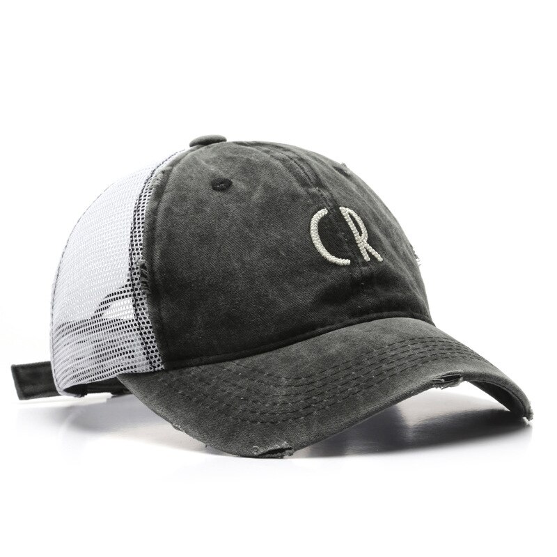 Casquette de Baseball pour hommes et femmes, chapeau d'été unisexe avec lettres, broderie d'ombre, trou rétro, maille respirante, pour l'extérieur, A127: Black