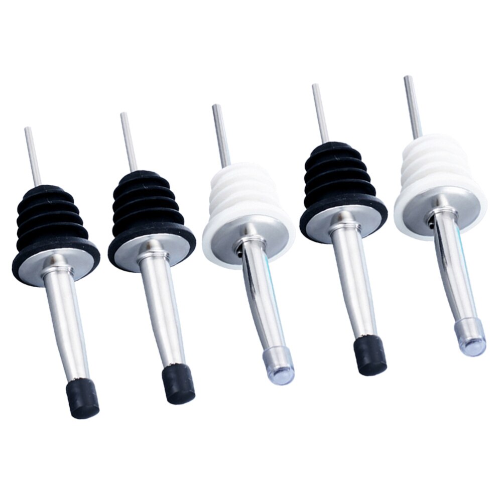 5pcs Stainless Steel Pourer Bottle Stopper Pourer Oil Stopper with Lid for Bar Party Restaurant (Rando