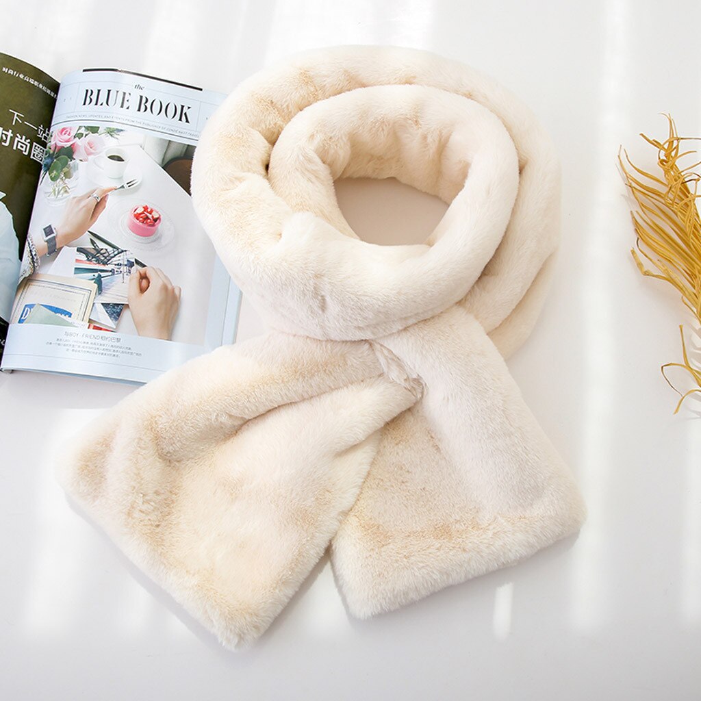 D Soft Women Scarf Fur Collar Scarf Plush Collar Plush Cross Neck Warmer Winter Foulard Femme Skinny Silk Shawl Wrap