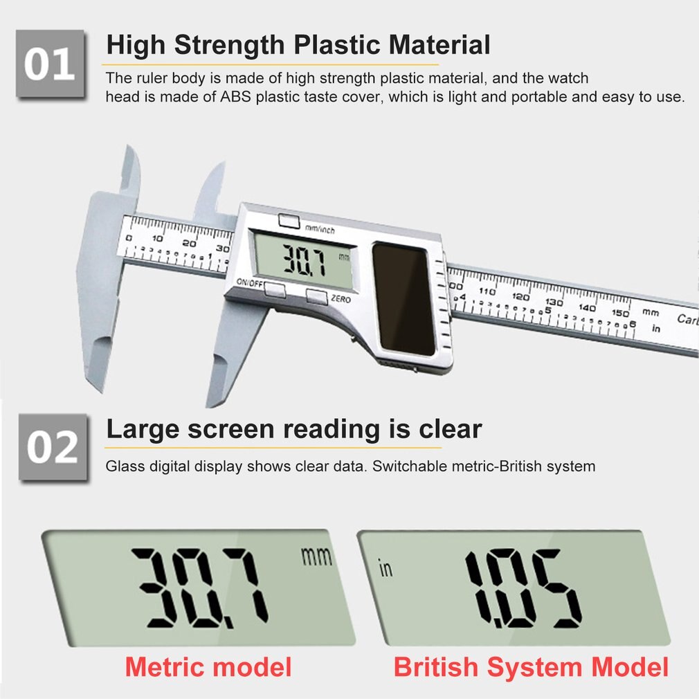 0-150MM Solar Power Electronic Precision Digital Vernier Calipers Ruler Pachymeter Micrometer Measuring Tools Gauge