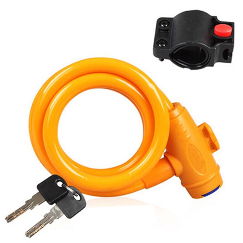 Anti-Theft 110 cm Bike Lock Steel Wire Safe Bicycle Lock Outdoor Security Reinforced Bicycle Accessories MTB Road Bicycle Locks: Yellow