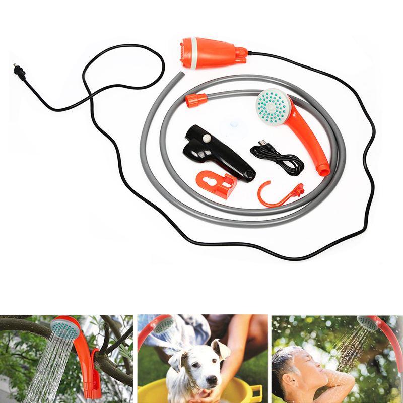Bærbar bilvasker camping bruser usb opladning bil bruser vaskemaskine sæt elektrisk pumpe til udendørs camping rejser kæledyr hund mand kvinde